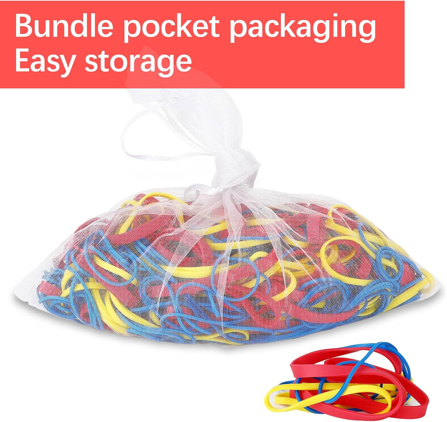 Assorted Rubber Bands Bulk Pack Mixed Sizes Colors 405 Pcs