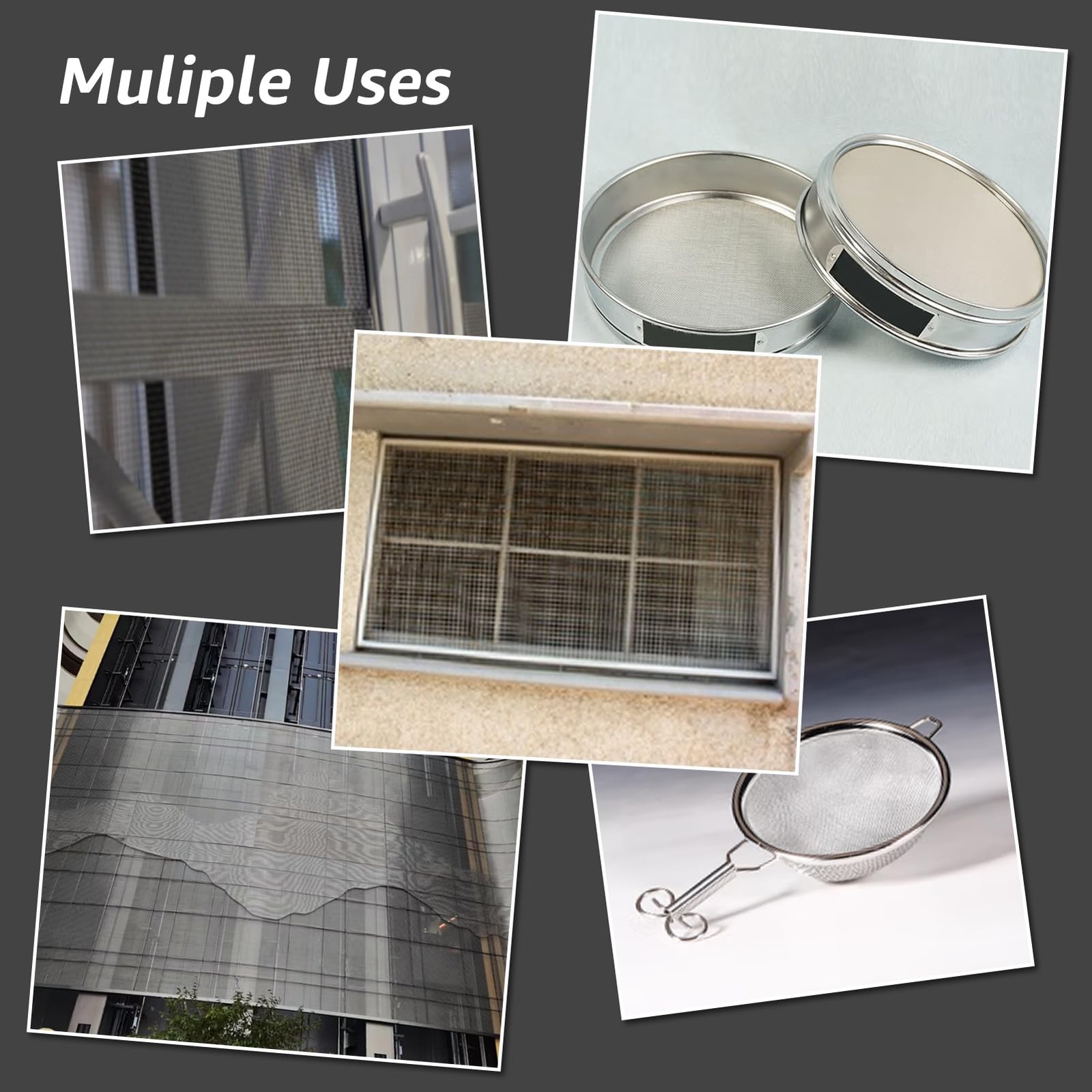 AMZDEPOT 6 Pack 6×8 Inch Wire Mesh, 20 Mesh Stainless Steel 6″x8″, black