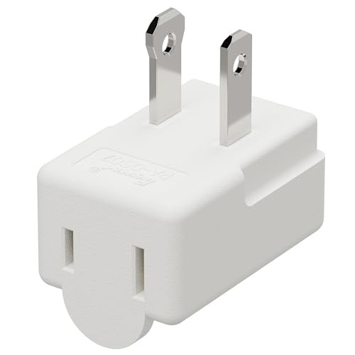 1PC NEMA 1-15P to 1-15R 90° Up Angle 2-Prong US Power Adapter White