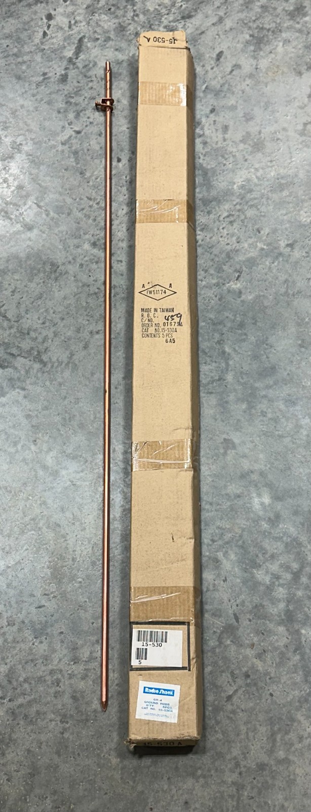 5 NEW Pointed End Ground Rod: 5/8 In Dia, x 4 Ft Copper Bonded Radio shack