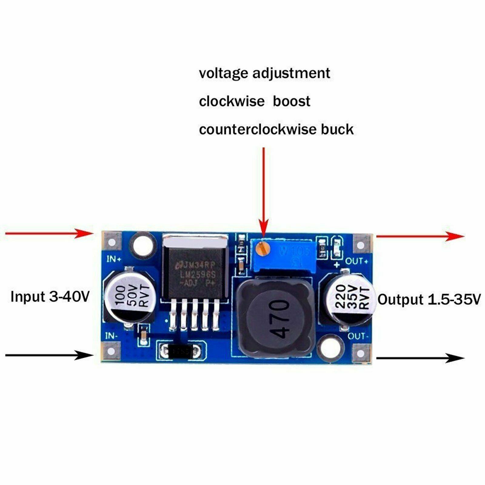 8X LM2596 DC-DC Adjustable Buck Power Supply Module Board 3A 12/24V to 12/5/3.3v