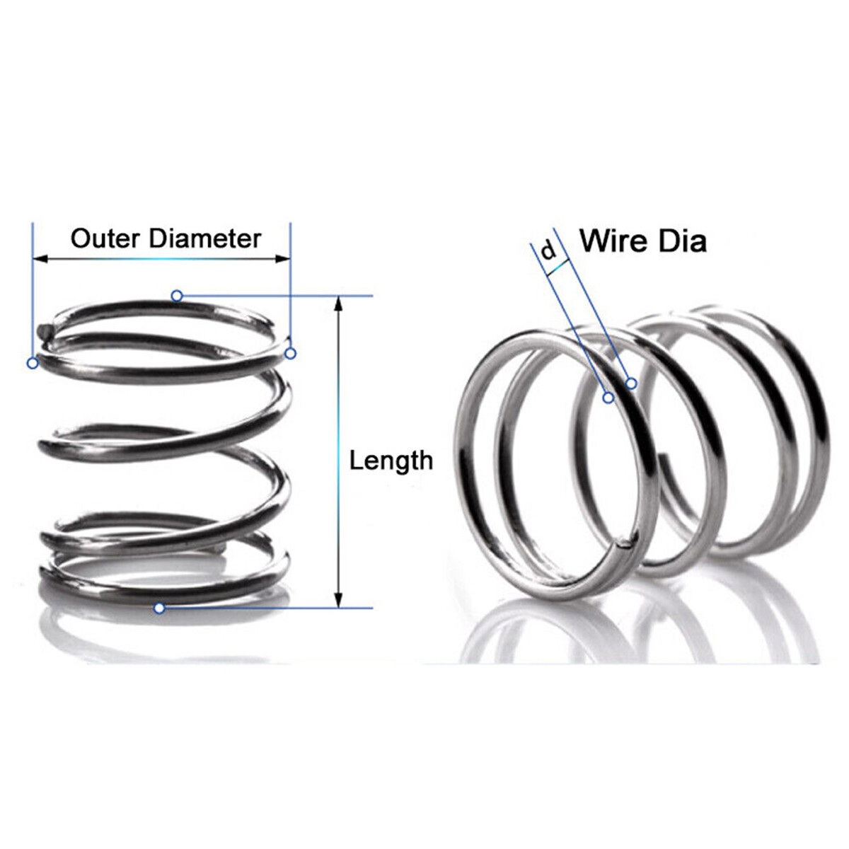 10Pcs Compression Spring A2 Stainless Steel Wire Diameter 0.2mm 0.3mm 0.4mm