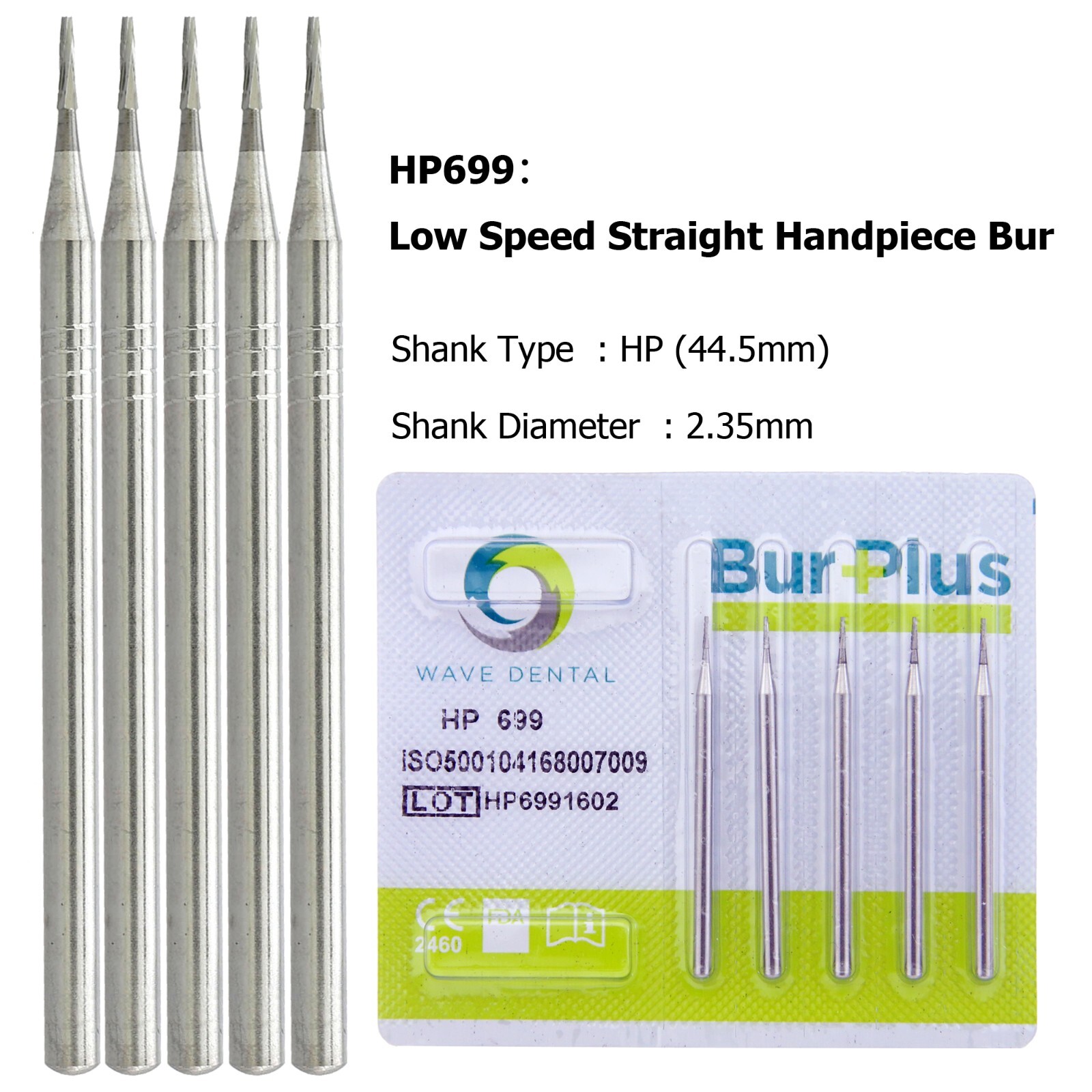 Wave Dental Surgical Carbide Bur HP 702 701 2.35mm For Low Speed Straight 44.5mm