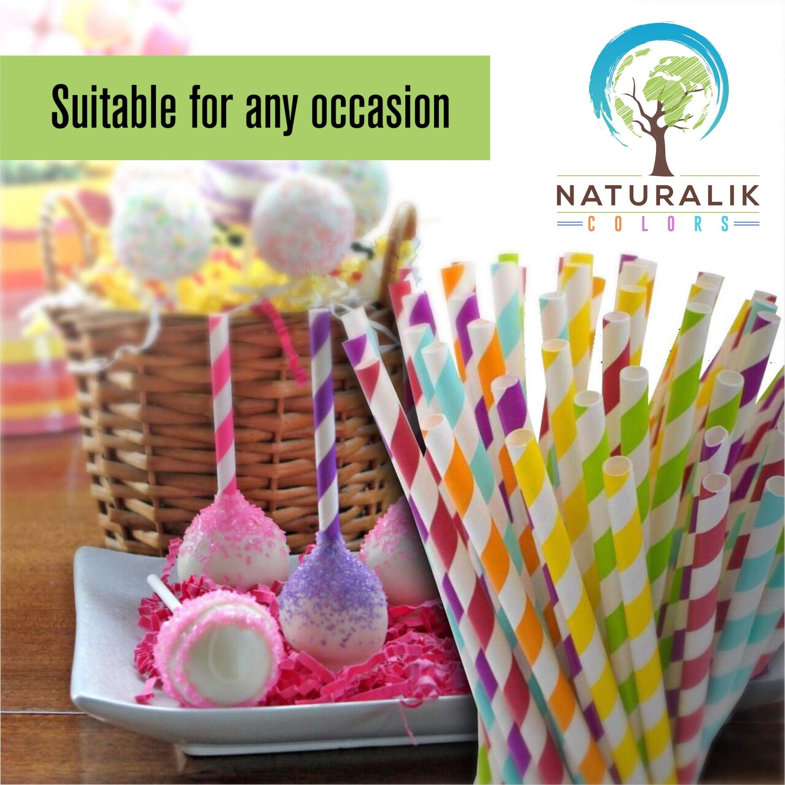 Naturalik 1000 Pack Multicolor Extra Durable Paper Straws Biodegradable –