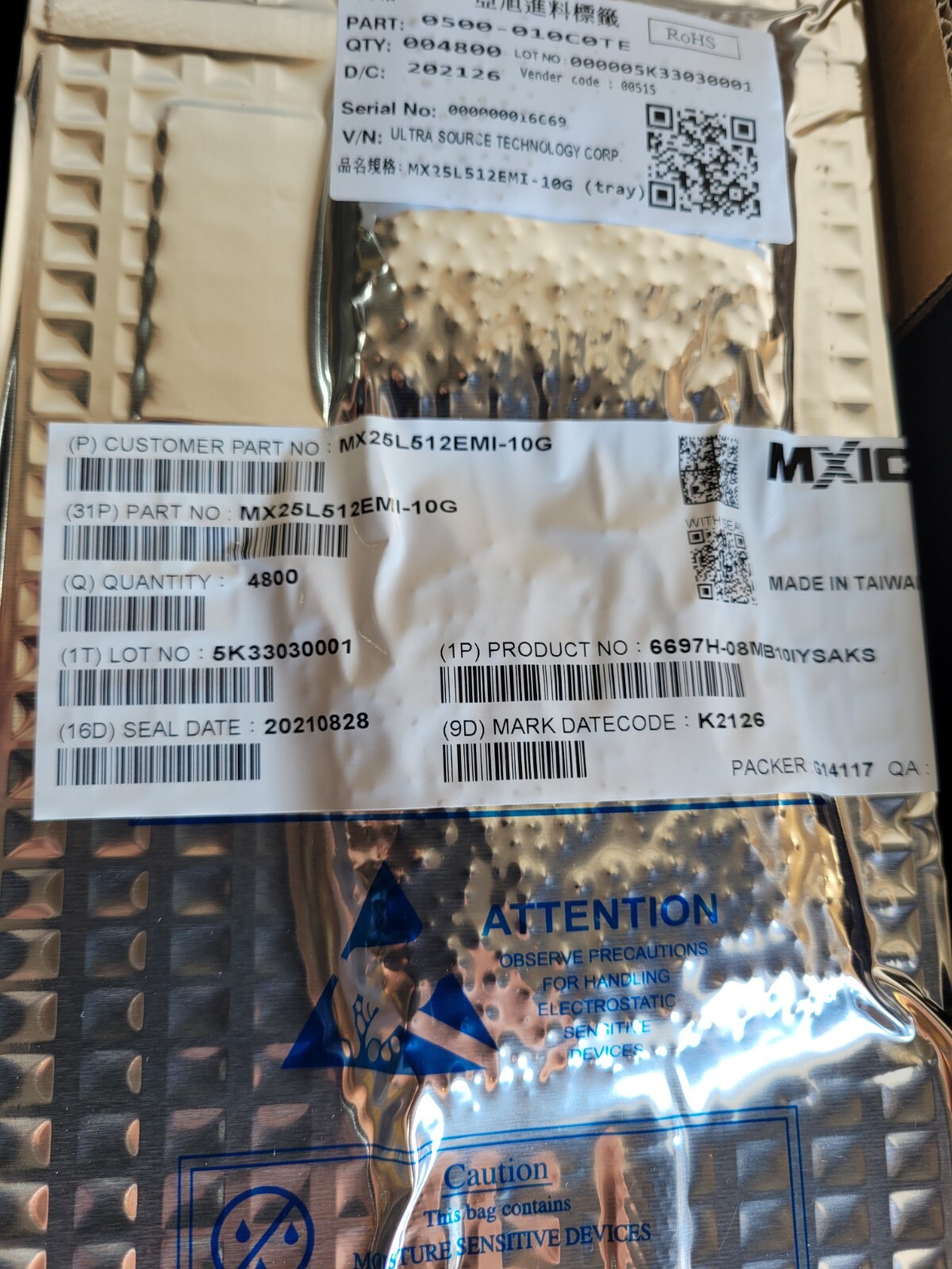 Macronix MX25L512EMI-10G Serial 512k-bit Flash Memory QTY 4800