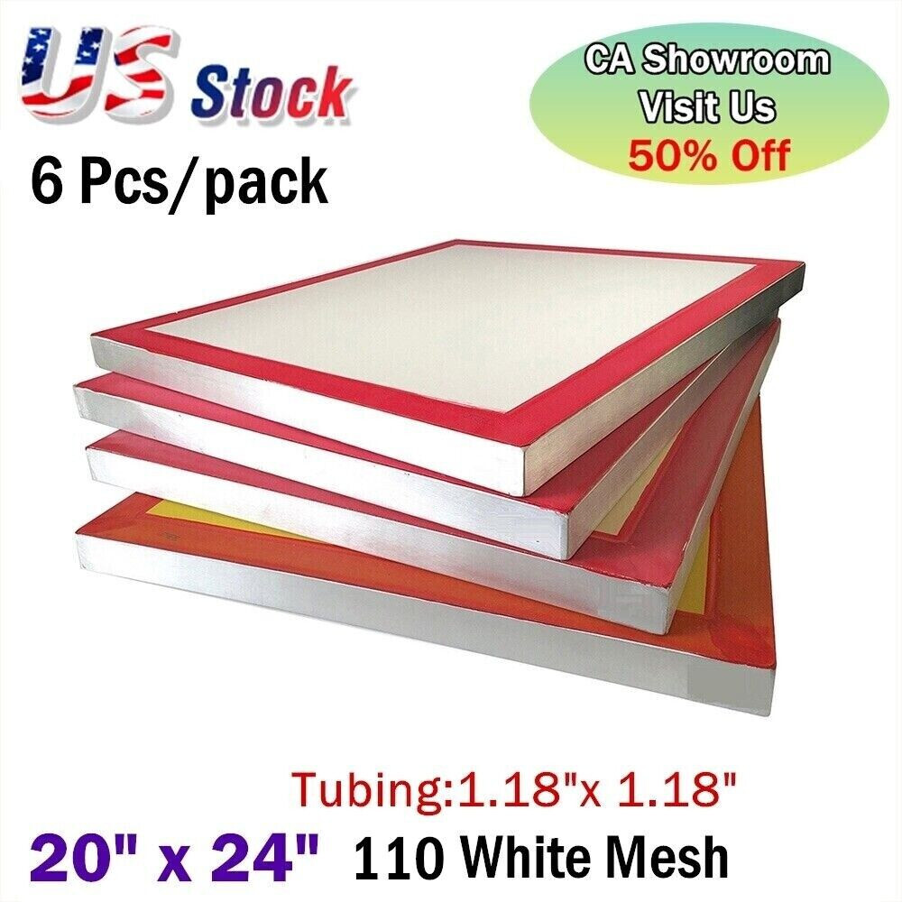 6pcs 20″ x 24″ Aluminum Frame Silk Screen Printing Screens with 110 White Mesh