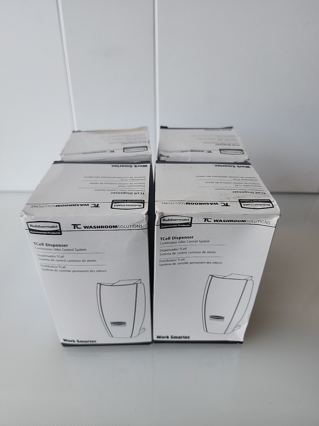 (4 PK) Rubbermaid 1799881, TCell Odor Control System White Dispenser, 1793547