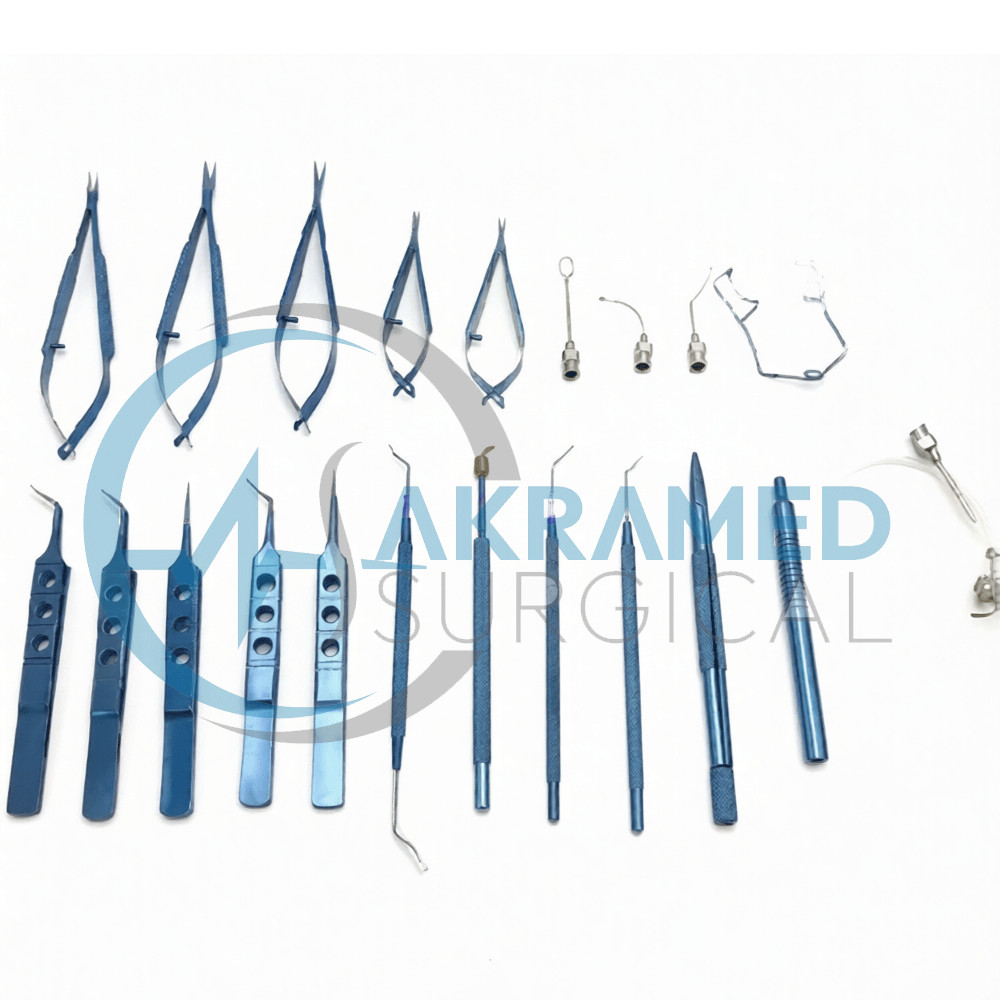 Titanium Eye Cataract kit Ophthalmic Surgery Set With Sterilizing Case 21 Pieces