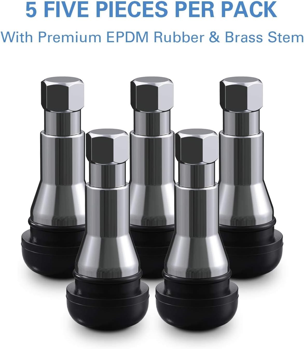 TR413AC Chrome Rubber Snap-in Tire Valve Stems 5 Pack – EPDM Automotive