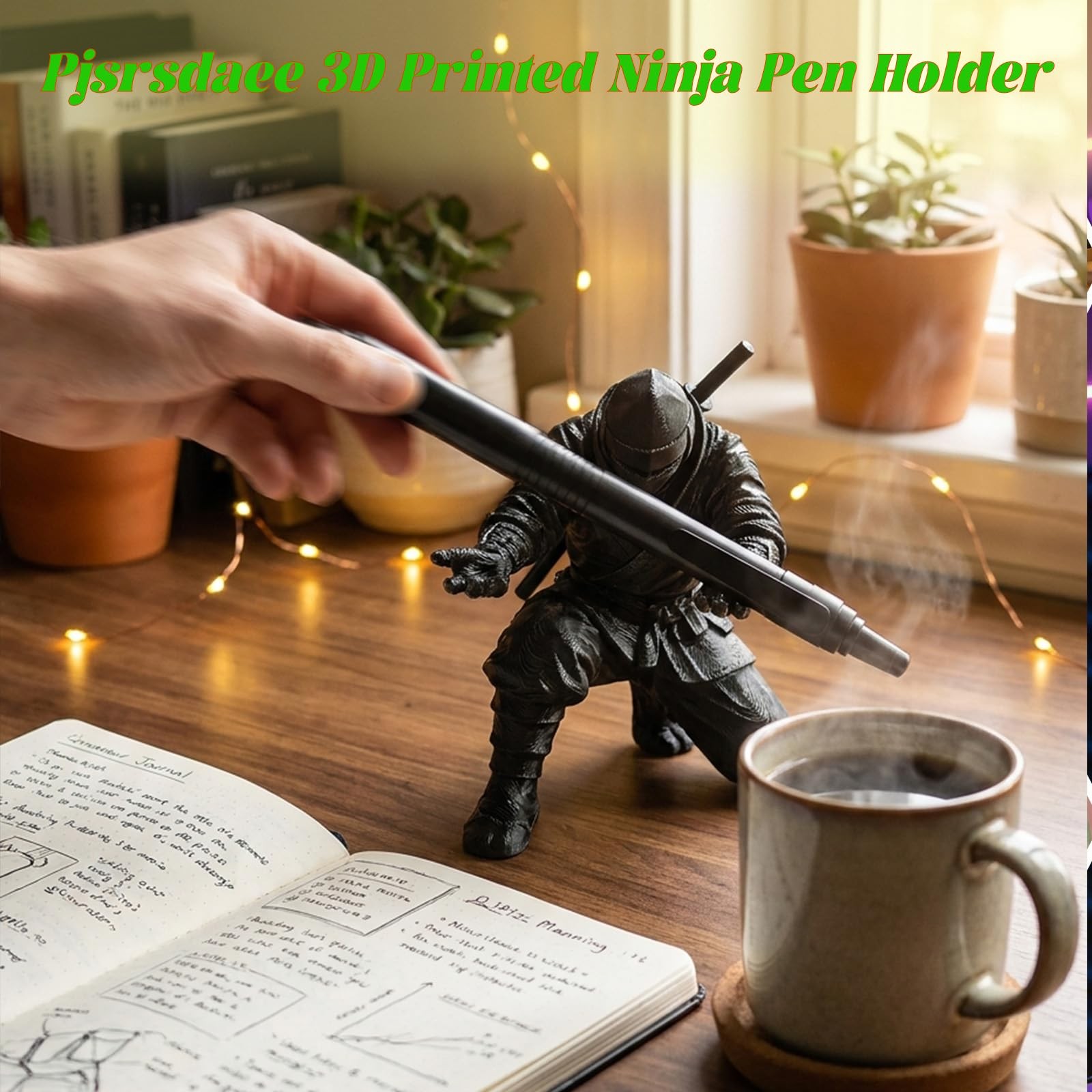 3D Printed Ninja Pen Holder – Cool Ninja Figurine Pen Stand, Decorative Desk …