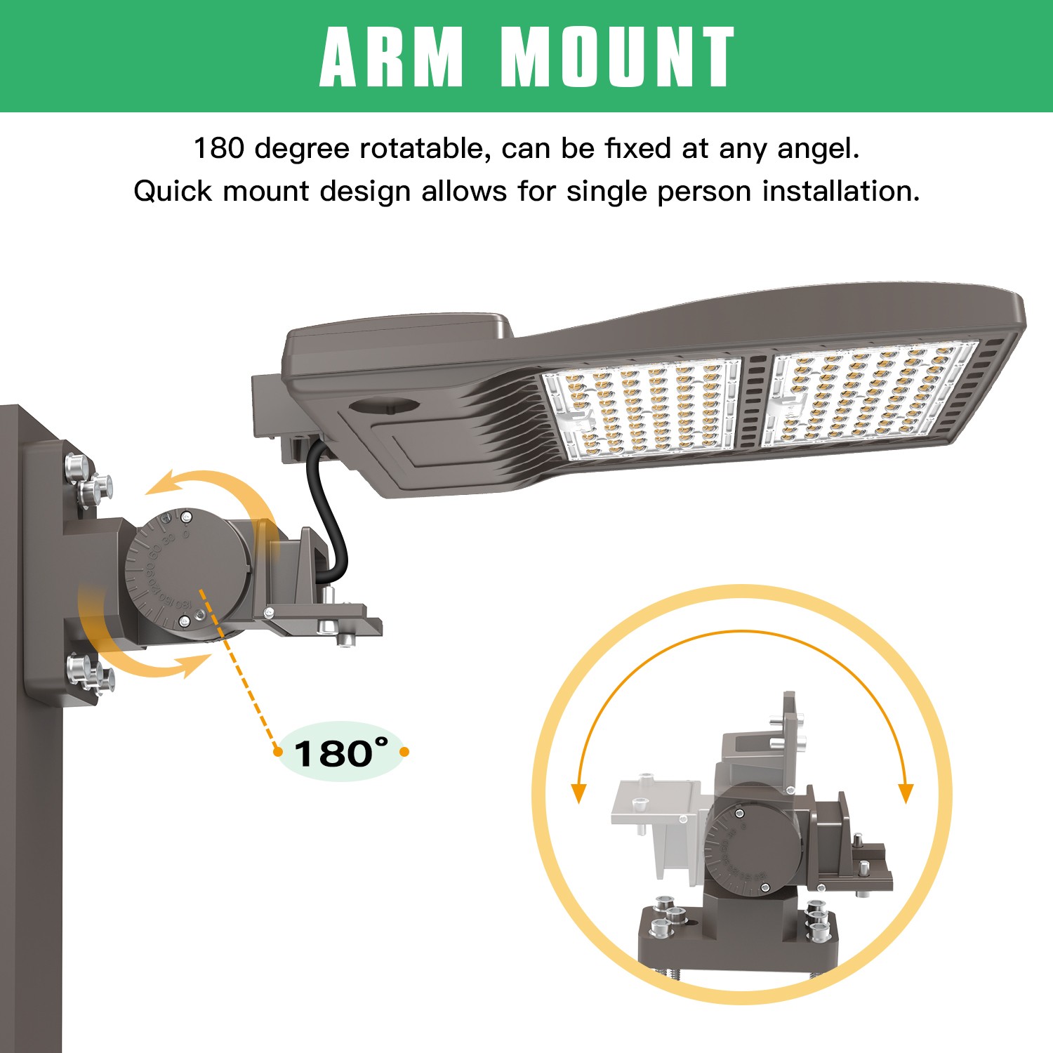 320W LED Parking Lot Light Fixtures Commercial Shoebox Pole Lights 5000K 33600LM