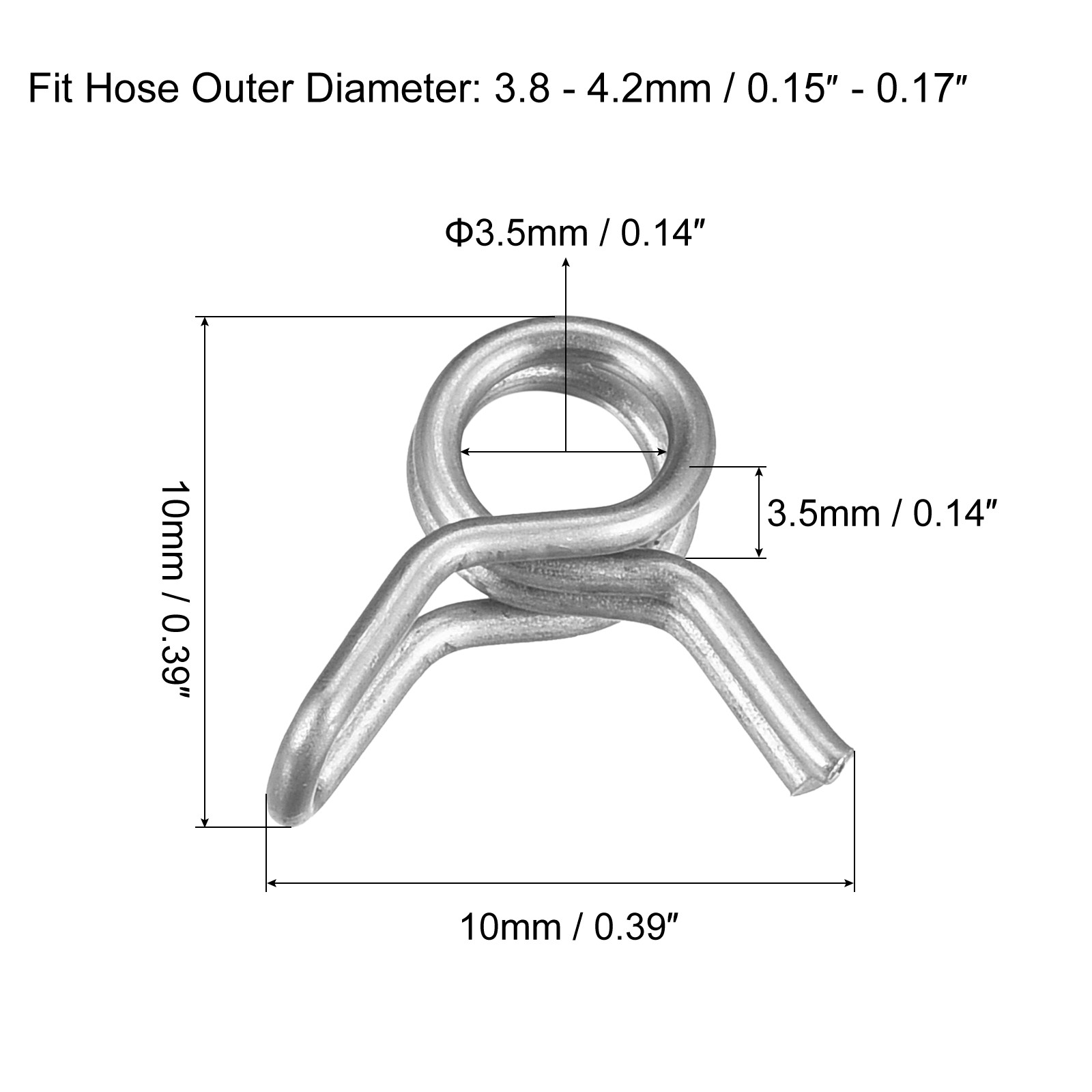 Double Wire Spring Clamp, 20pcs 304 Stainless Steel 3.5mm ID For 3.8mm-4.2mm OD