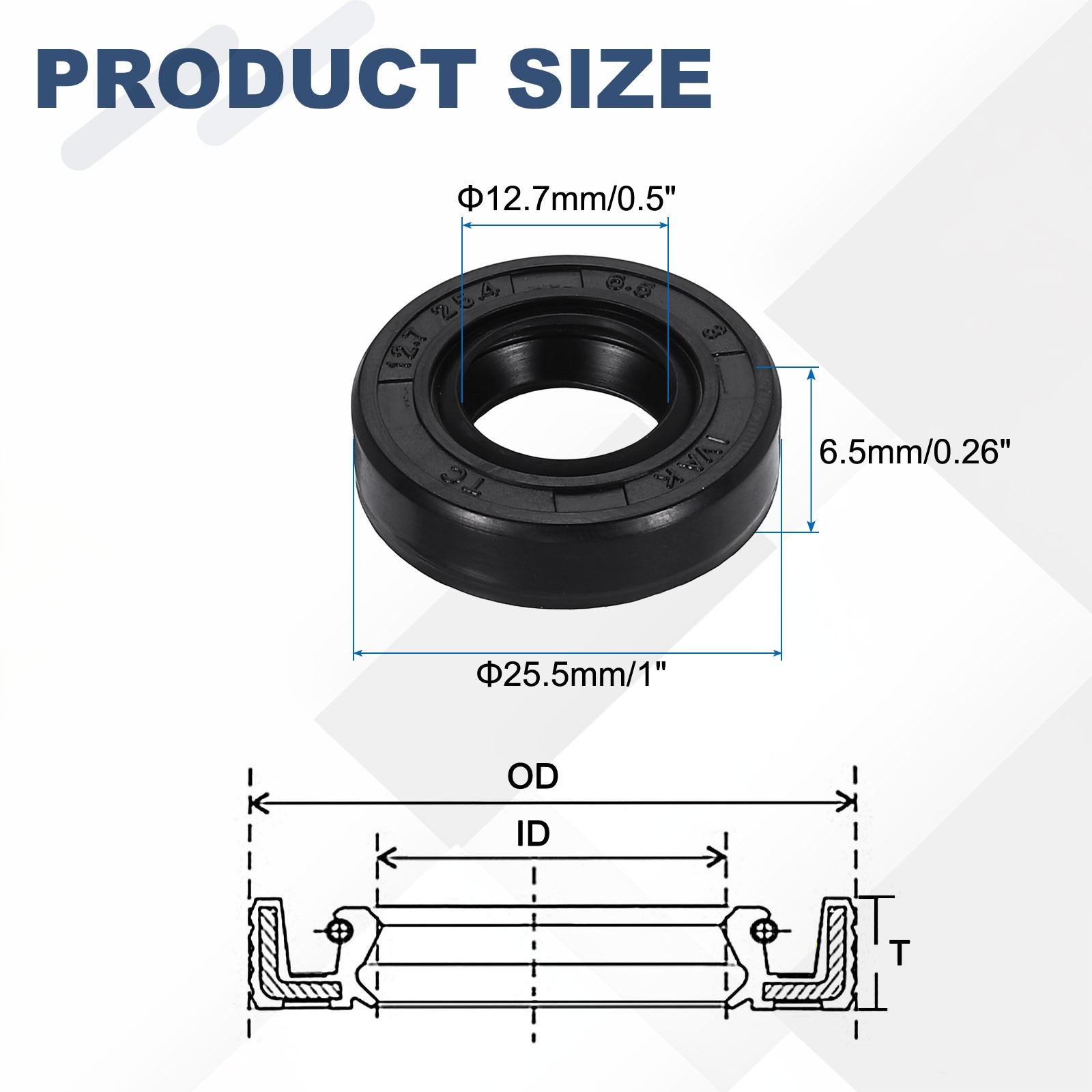 2Pcs Oil Seal 0.5″x1″x0.26″ TC Nitrile Rubber Double Lip Cover)