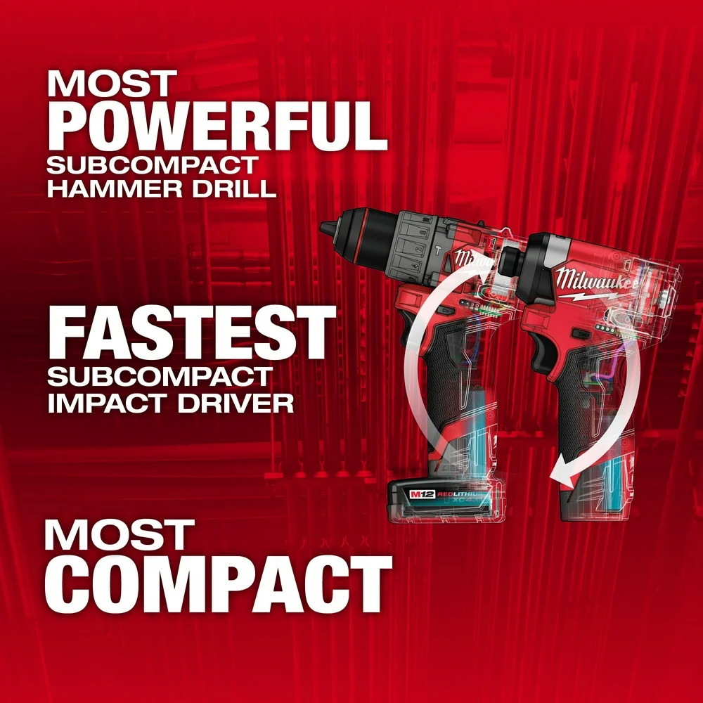 Milwaukee 3497-22x5Ah M12 FUEL 2-PC Combo Kit w/ Extra 5Ah Battery