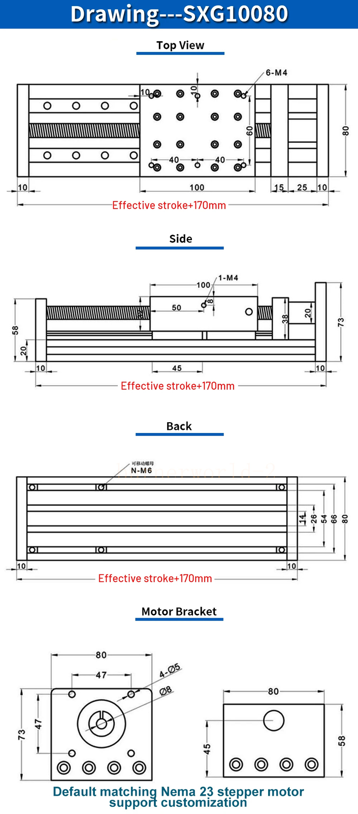 Double Square Linear Guide Sliding Table SFU 1204/1605/1610 100-1000mm Stroke