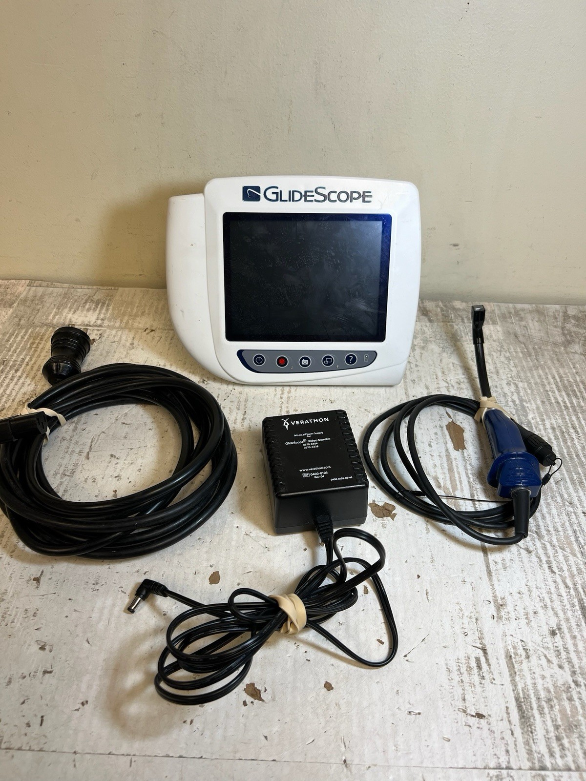 Verathon Glidescope 0570-0338 Video Monitor | with AC Adapter & AVL Video Baton