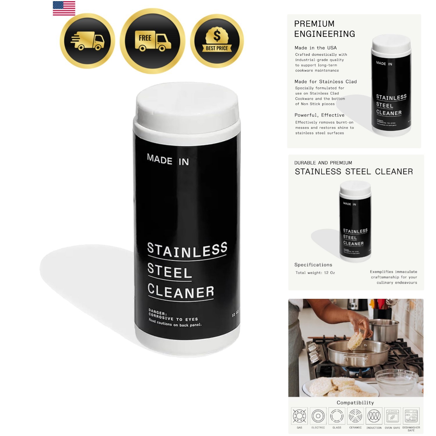 Cookware – Stainless Steel Cleaner – Environmentally Safe Stainless Steel Cle…