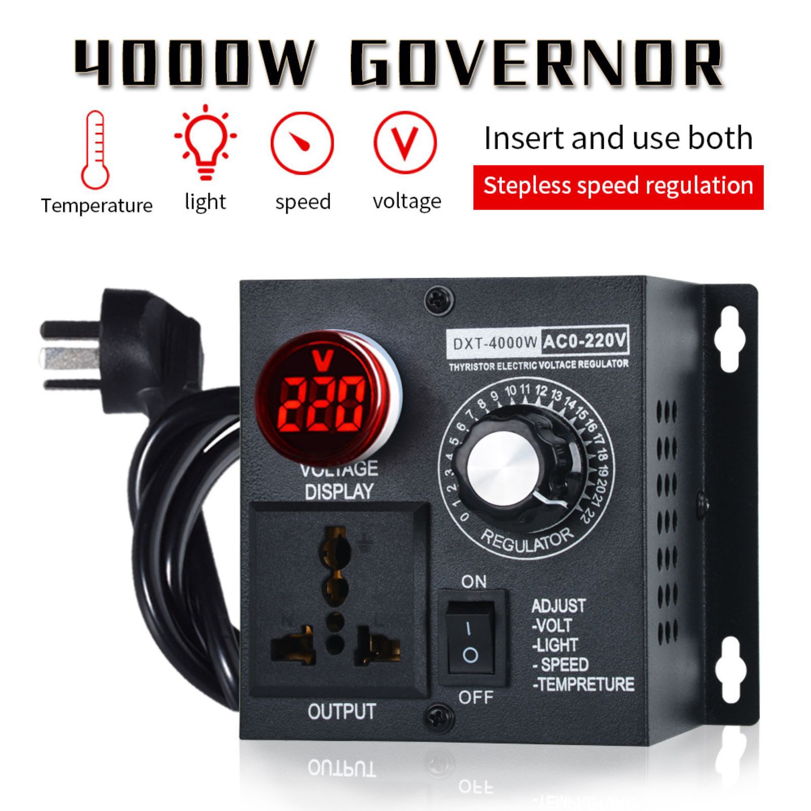 AC 110V/220V 4000W New SCR Electronic Voltage Regulator Fan Speed Controller