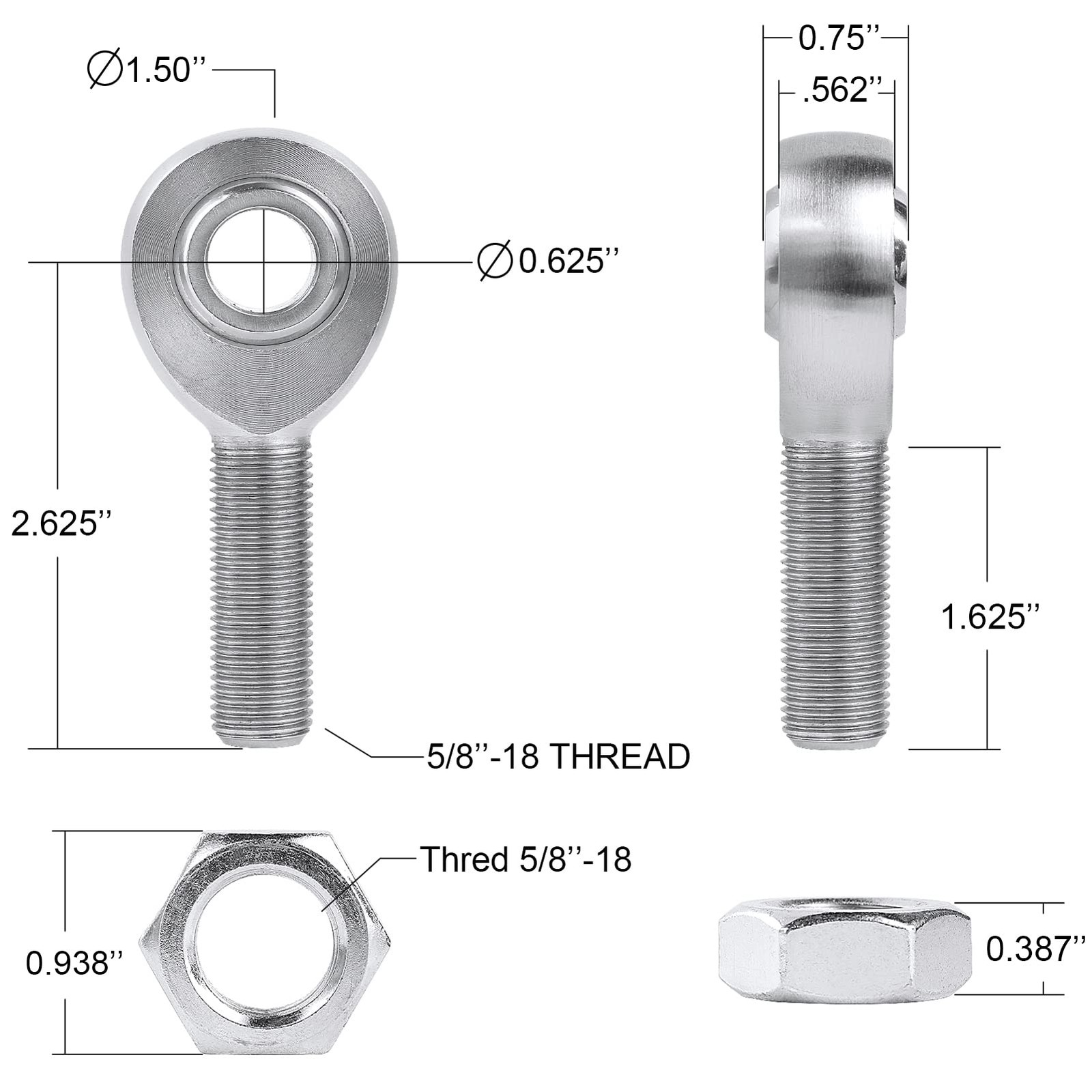 5/8” Heim Joints Rod End Kit,.625″ Chromoly Heim Joints Panhard Rod End Kit f…