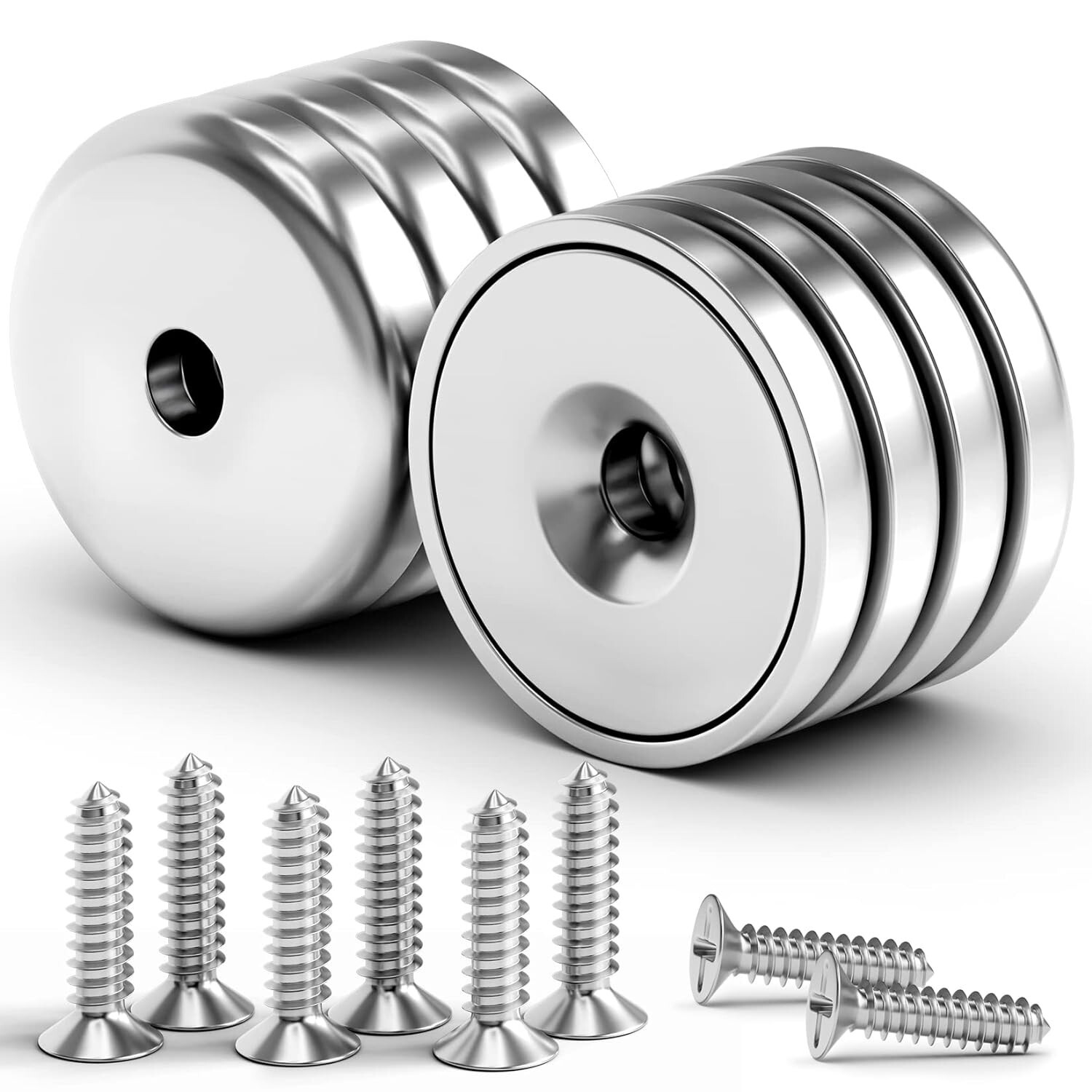 Neodymium Cup Magnets, Strong Rare Earth Magnets, 60LBS 8 Pack Round
