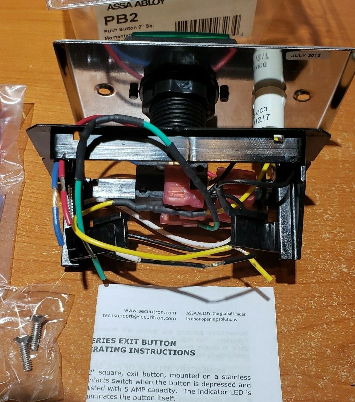 NEW SECURITRON PB2 Stainless Steel Illuminated Push to Exit Button 3-Lenses