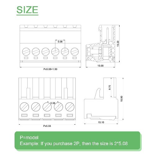 5 Pin 5.08mm Pitch Screw Terminal Block Connector Pluggable Phoenix Plug 28