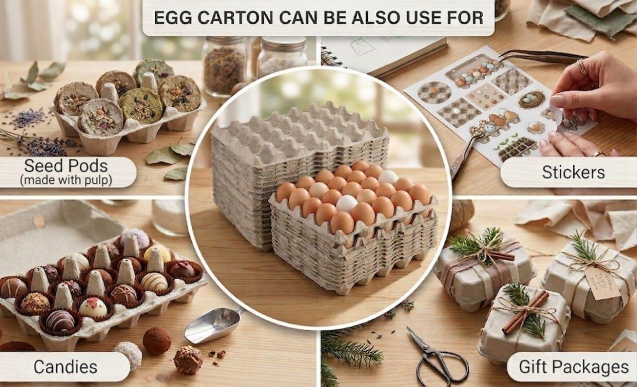 Egg Flat Cartons 30 Count, Pulp Fiber Egg Flats Bulk, Stackable Egg Trays for…