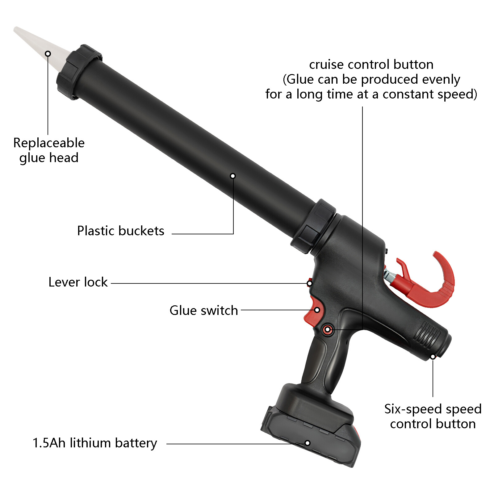 21V High Power Electric Caulk Gun Max Cordless Caulking Gun with Lithium Battery