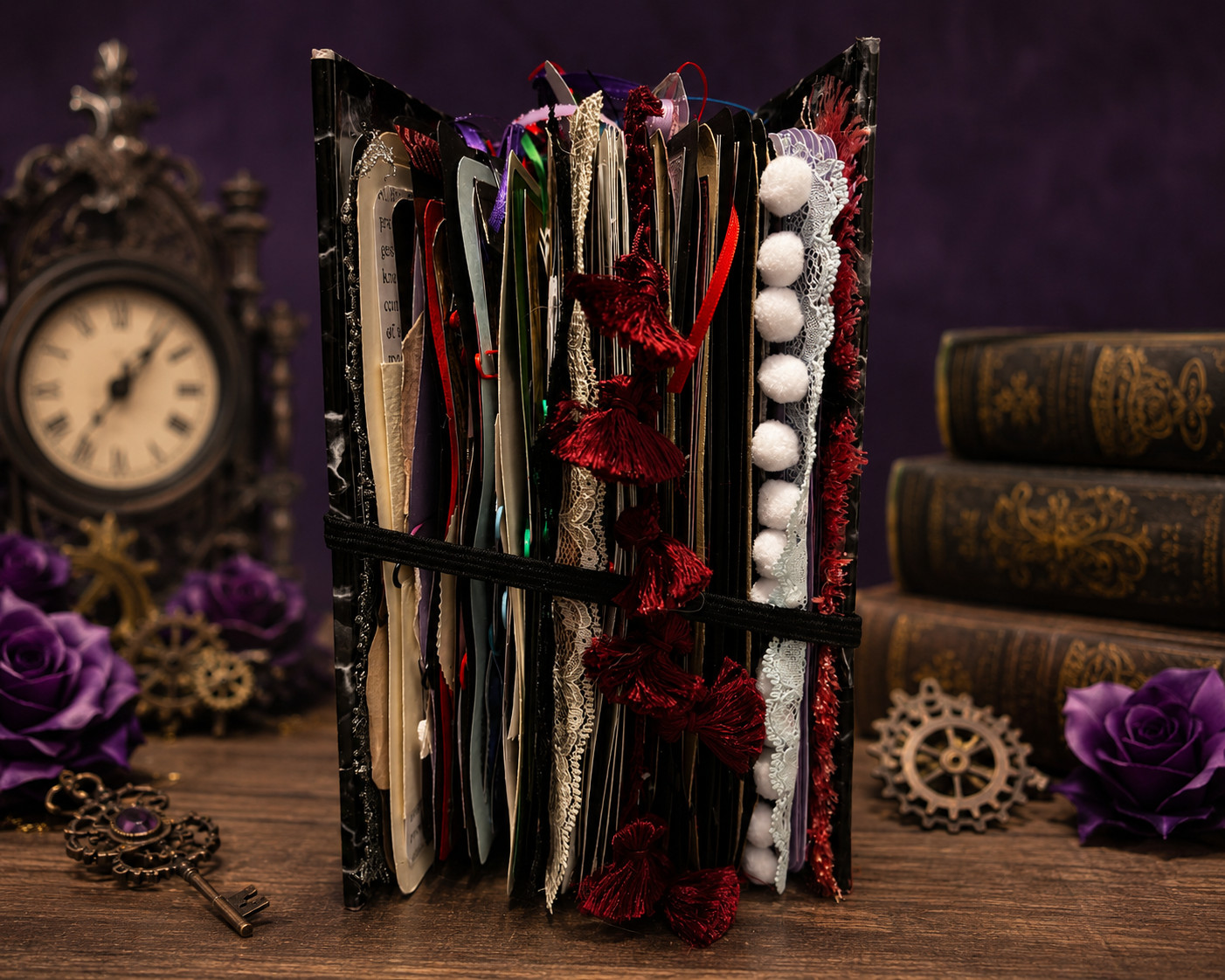 Handmade Gothic Junk Journal Black Briar Tim Burton Style Interactive OOAK