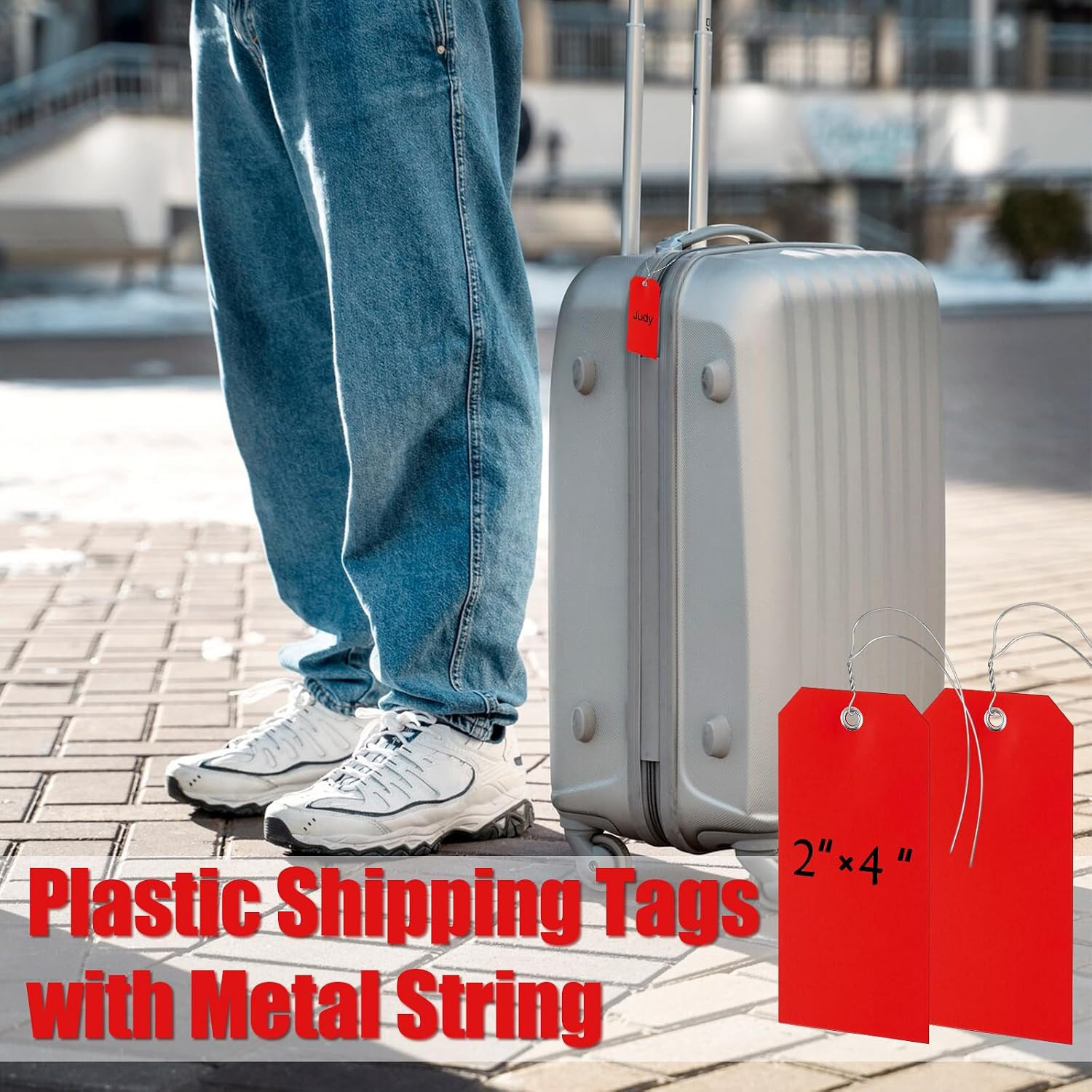 100 Pieces 2X4 Inch Plastic Shipping Tags with Wires Heavy Duty Hang Tags with S