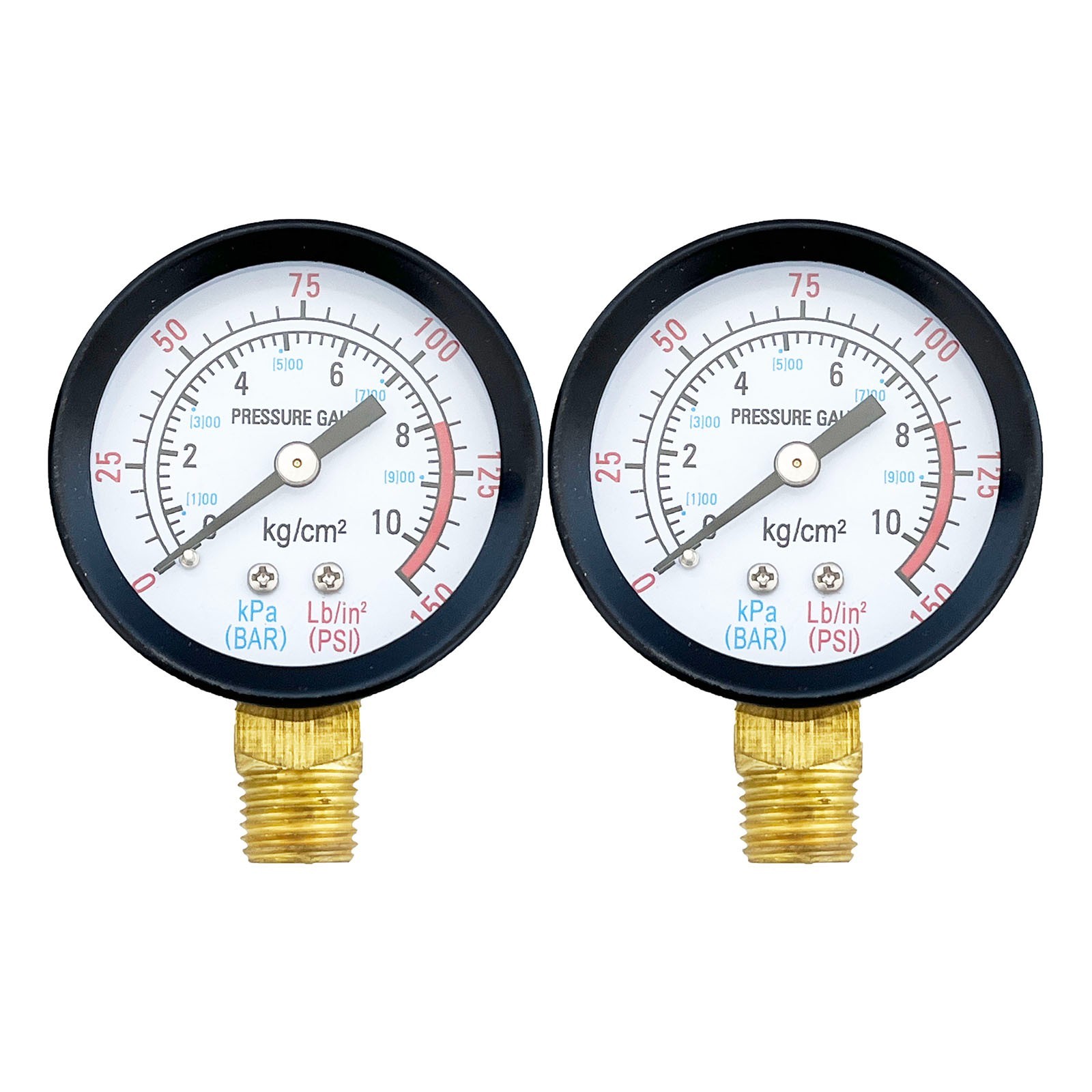 2PCS Air Pressure Gauge For Air Compressor 1/4″BSP 0-150 PSI 2″ Face Side Mount