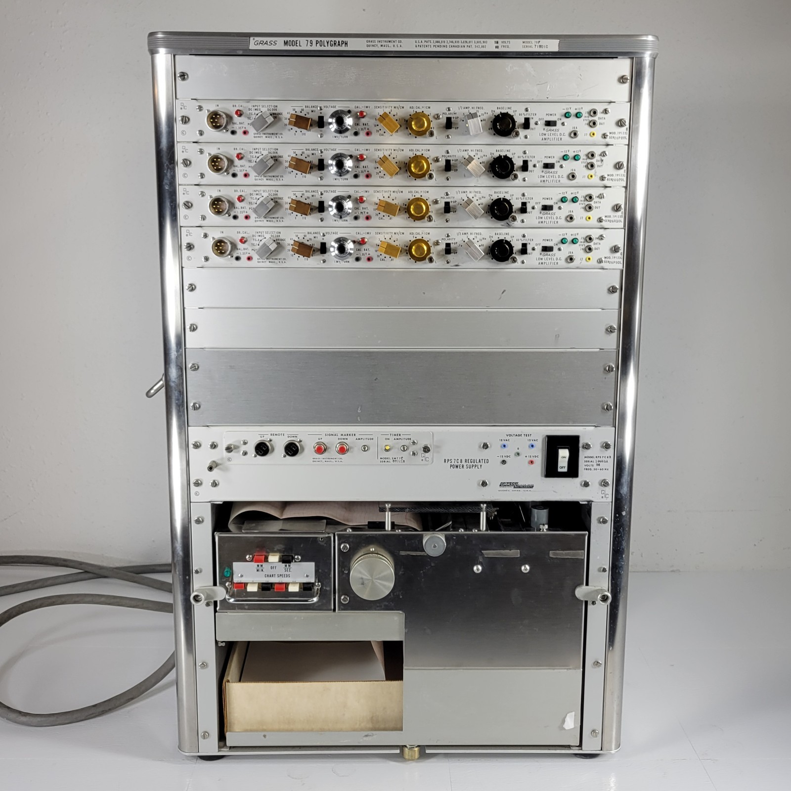Tested Vintage Grass 79F Polygraph 4-Channel w/RPS 7C8 Regulator And 79W8G Chart