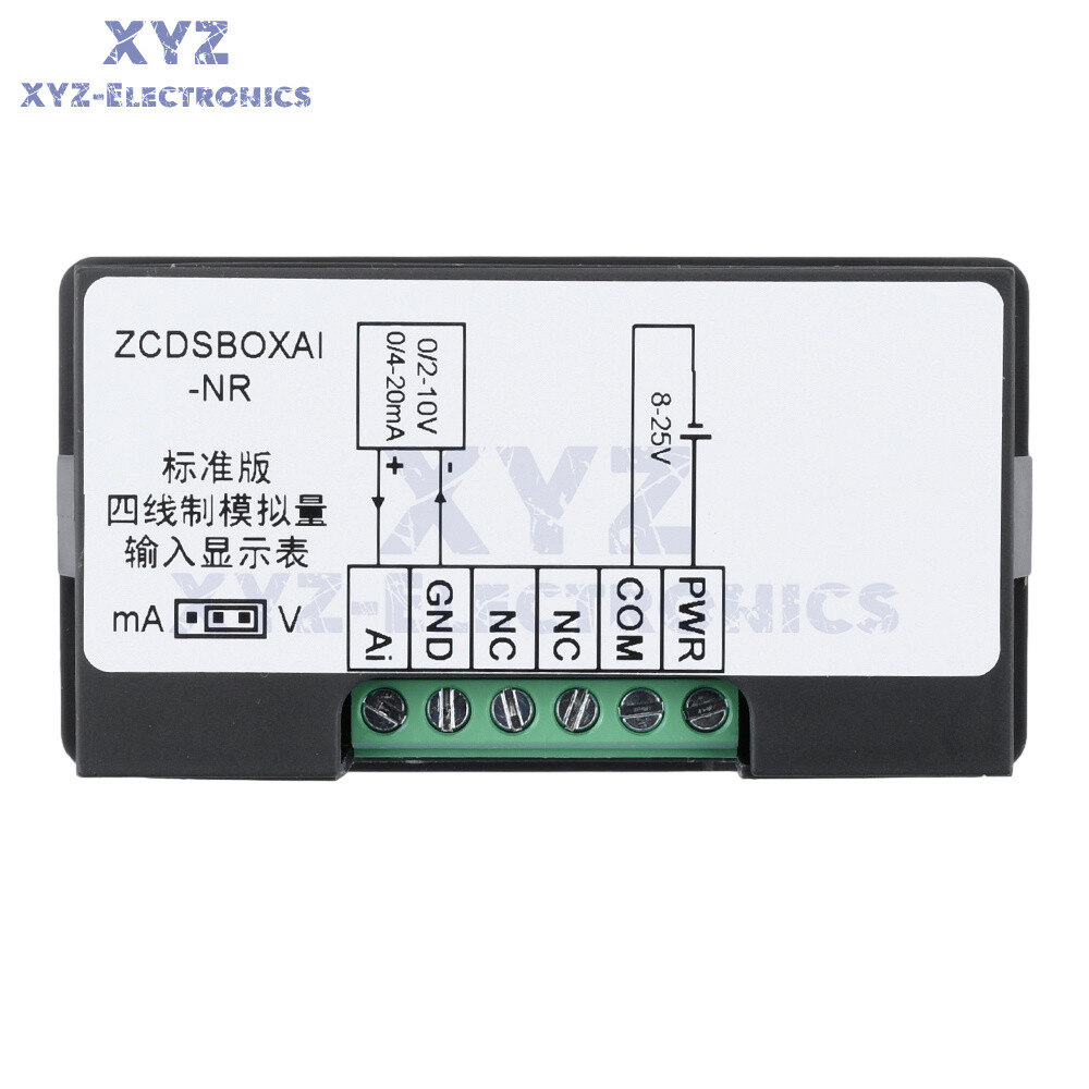 0-10V 0-20mA 2-10V 4-20mA 4-Wire Analog Input (Reception) Display Meter DC 8~25V