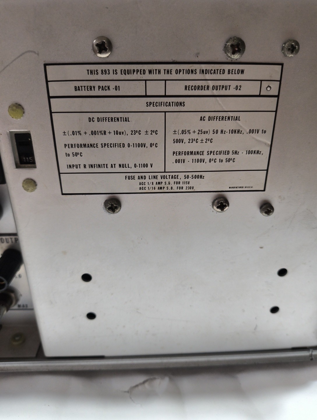 Fluke 893A AC-DC Differential Voltmeter – 1 Each