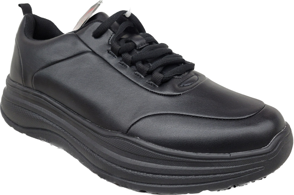 Work Slip Resistant Shoes Men Black Lace Up All Day Comfort Cushion MayTall 7201