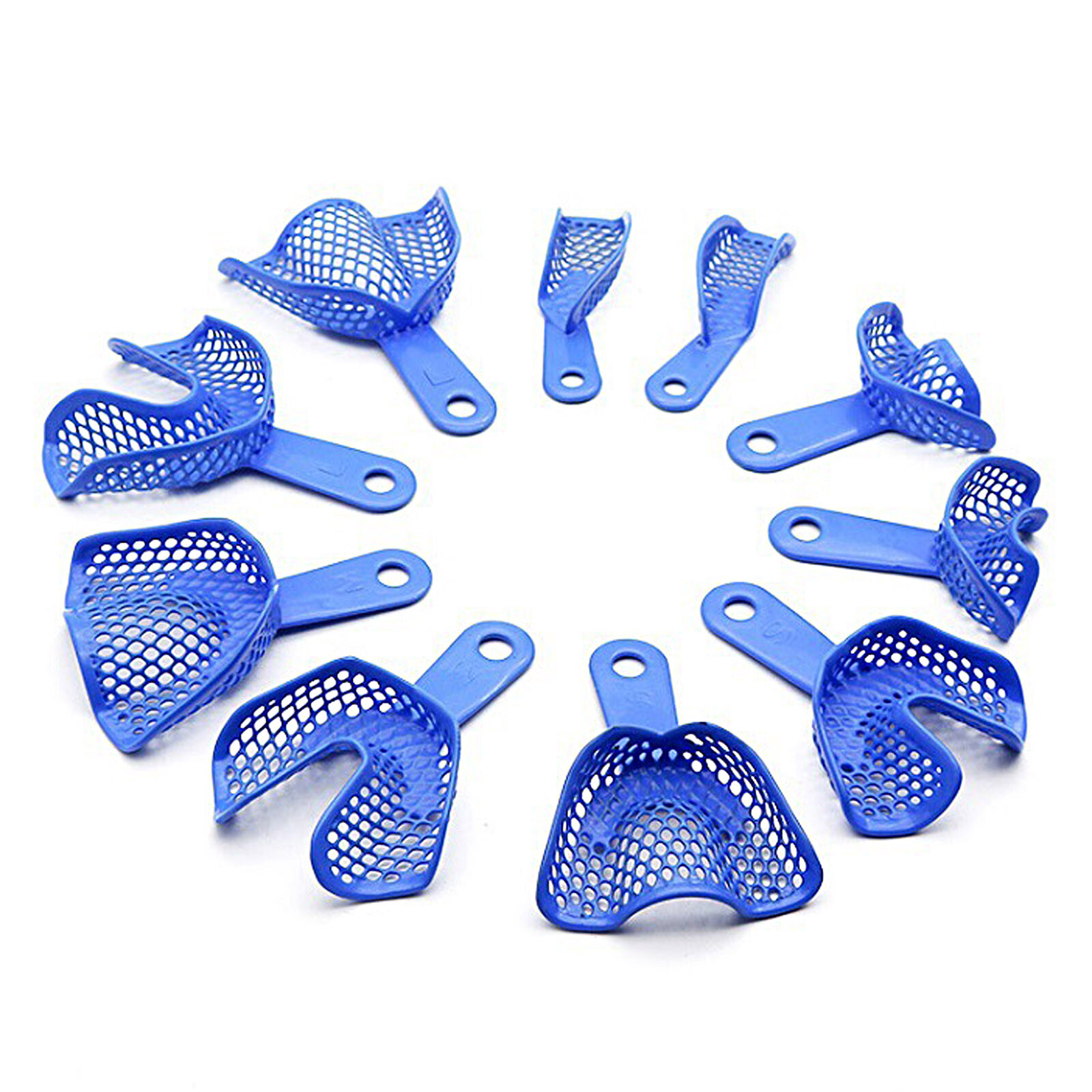 2Pcs/10Pcs Plastic-Steel Dental Impression Trays Material Upper+Lower 5 Sizes
