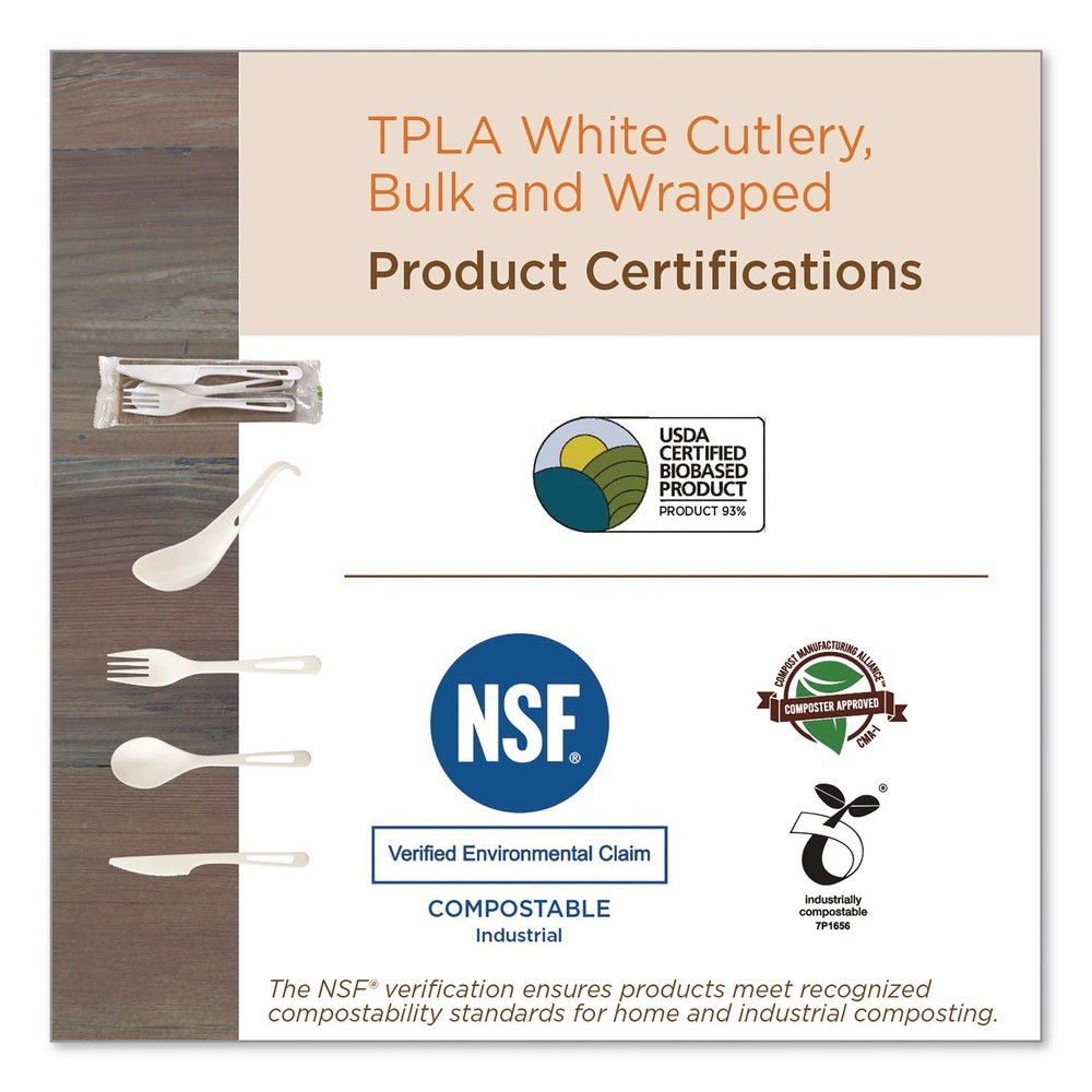 World Centric FOPSR Plastic Fork TPLA Cutlery – Light Beige (24/PK) New