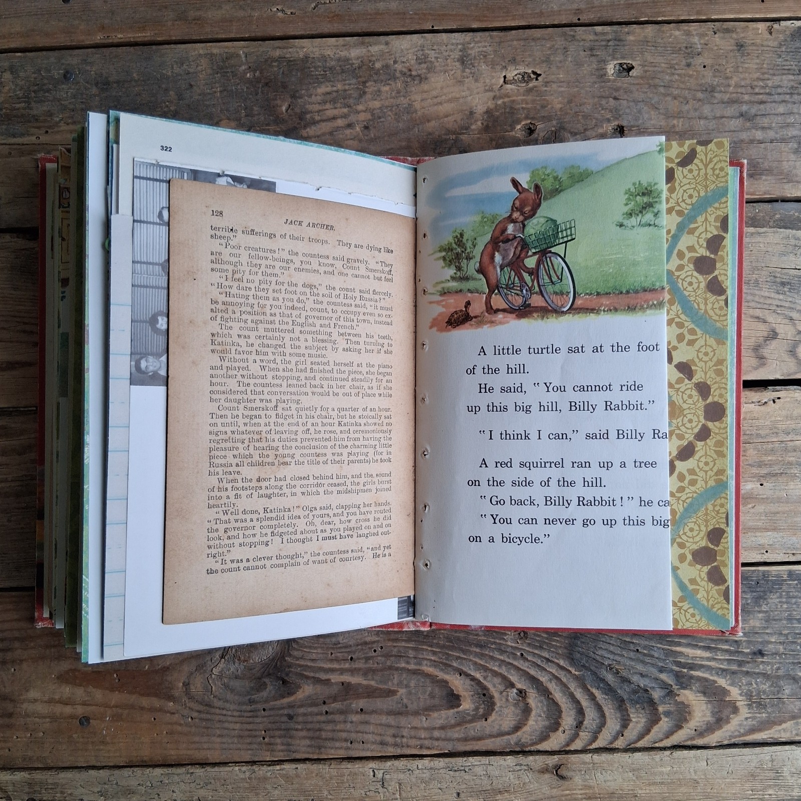 Handmade Junk Journal Vintage Textbook Cover Roads To Everywhere Blank Diary