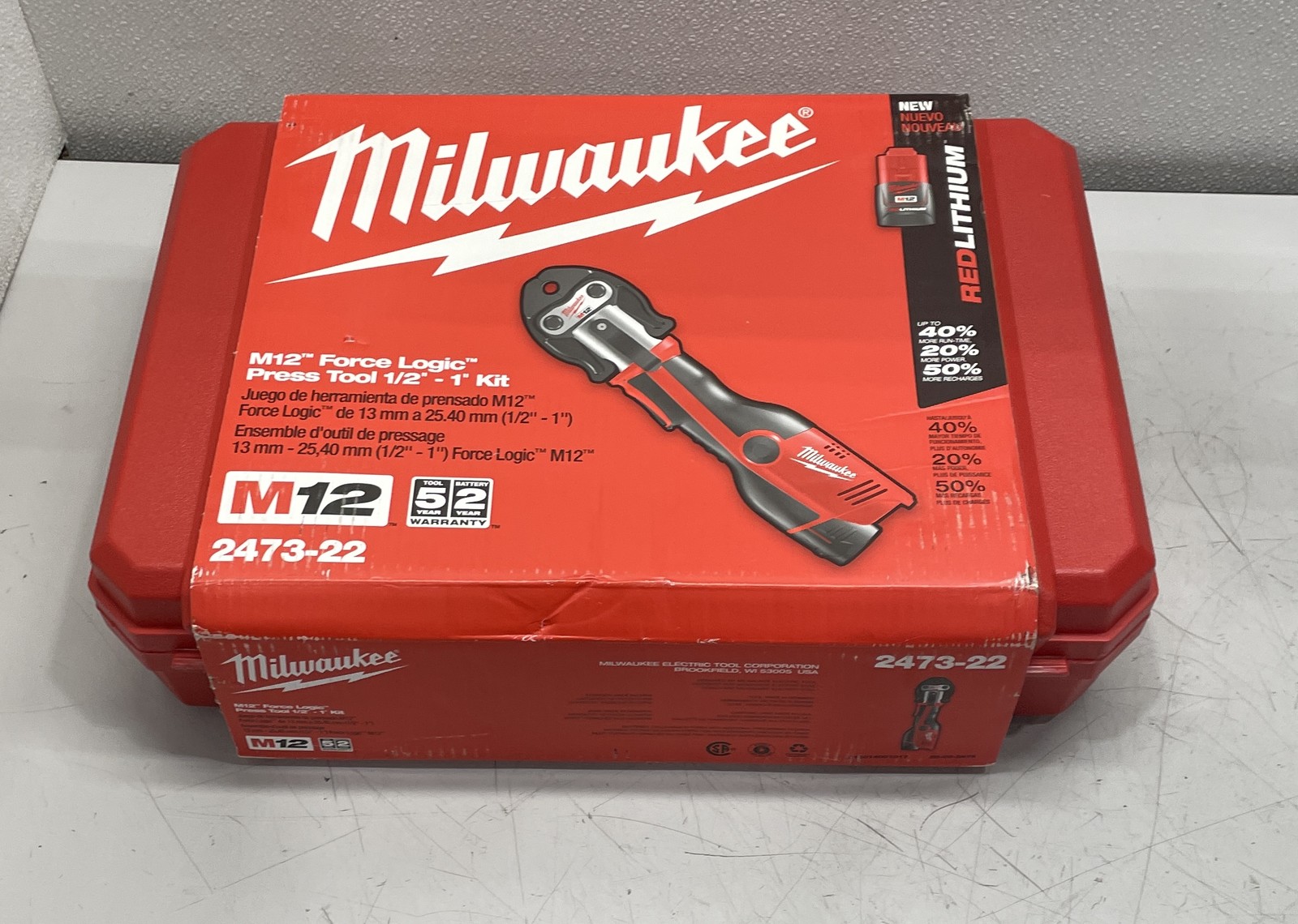 Milwaukee M12 12V Lithium-Ion Force Logic Cordless Press Tool Kit – 2473-22