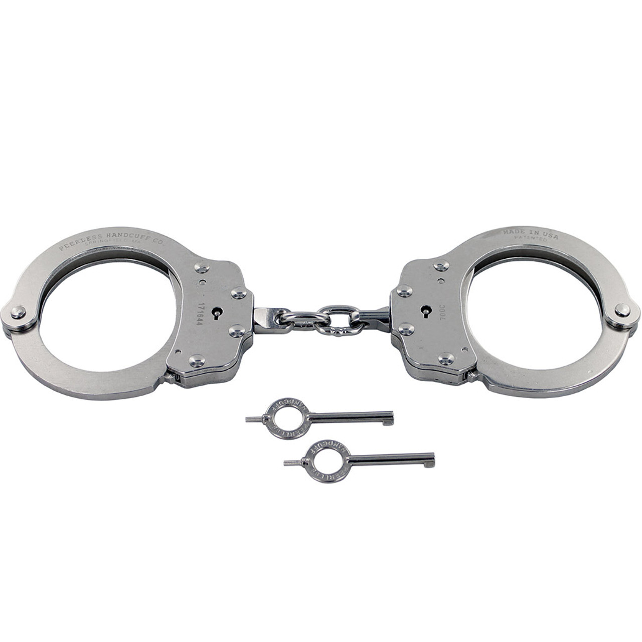 Peerless Model 700C Chain Handcuffs & Keys 700N Cuffs Nickel Lifetime Warranty