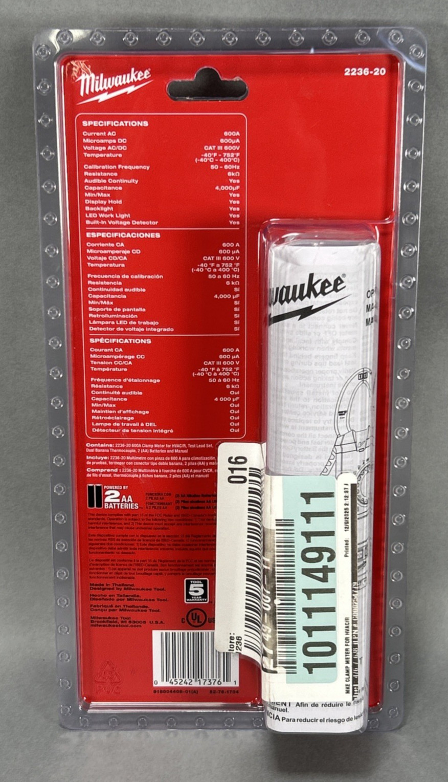 Milwaukee 2236-20 Clamp Meter for HVAC/R – Red