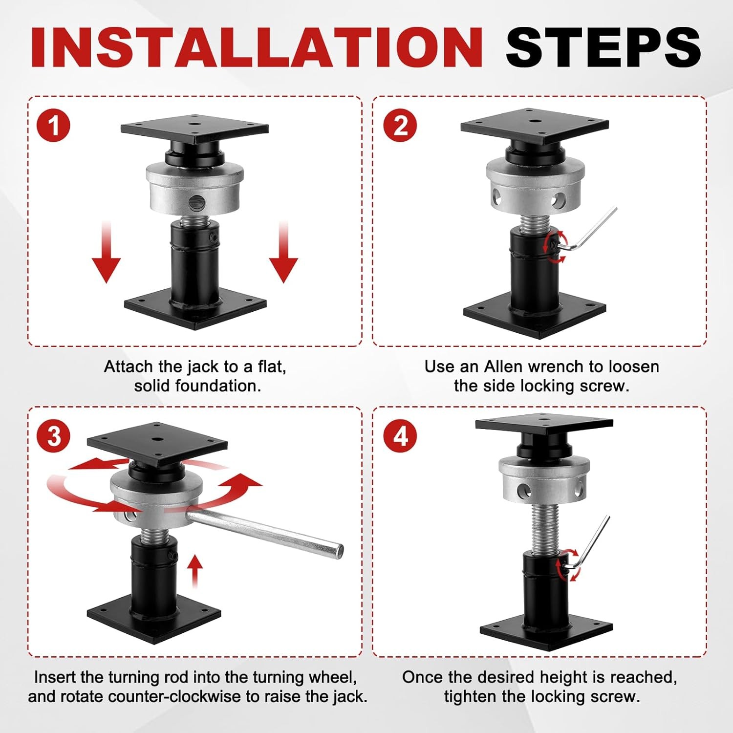 2X Heavy Duty House Floor Jacks 6.5-9″ Adjustable Screw Jacks For Home Leveling