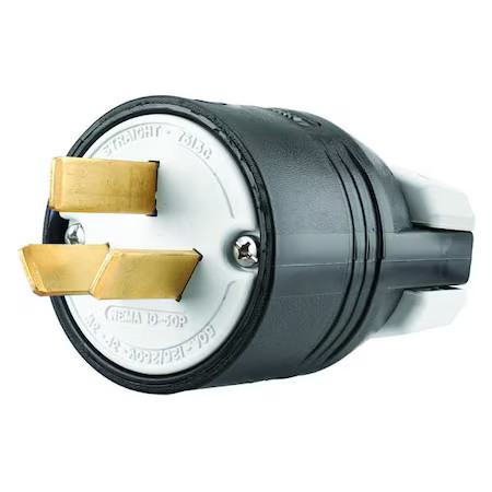 Bryant 7513Np Straight Blade Plug, 10-50P, 50 A, 125/250V Ac, 3 Pole, Screw