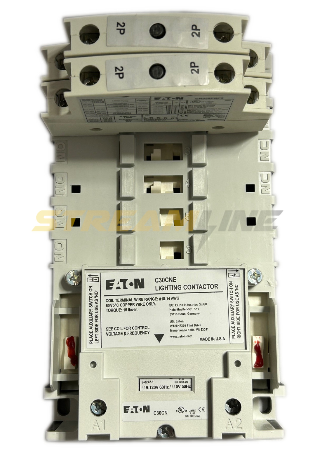 Eaton C30CNE04A0 Electrically Held Lighting Contactor, 30 Amp, 120V Coil, 4-Pole