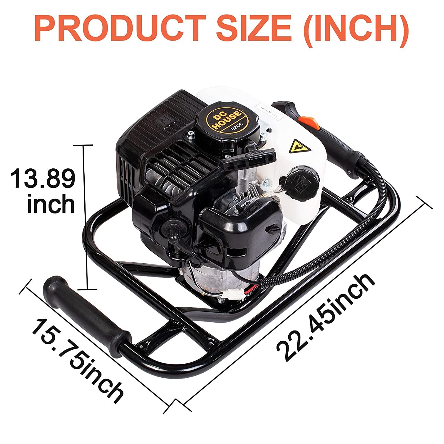 EPA Certified 52CC 2.4HP Auger Post Hole Digger 3/4» Shaft Drill Bits Optional