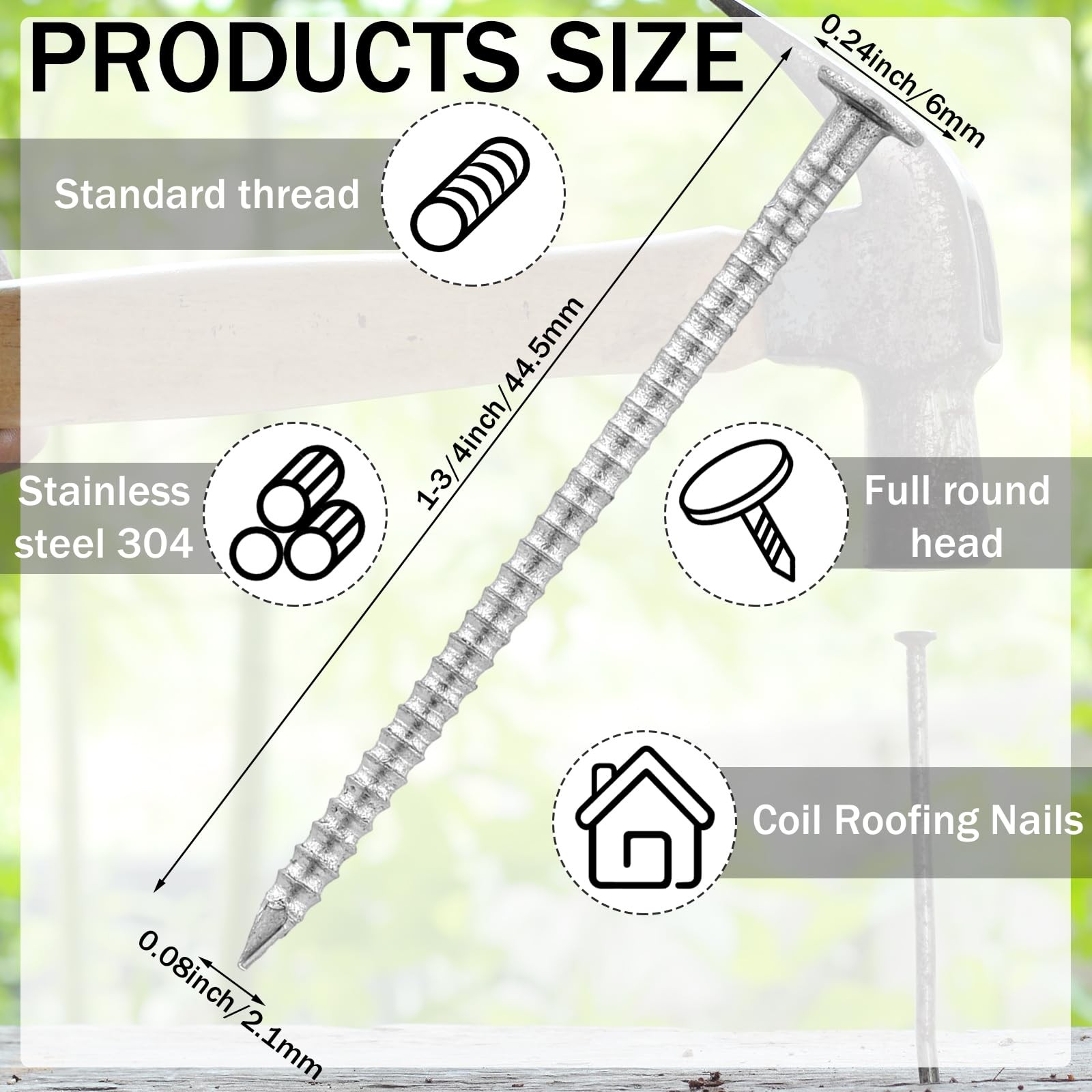 1-3/4 Inch 2 Pounds Roofing Nails 304 Stainless Steel Roofing Felt Nails Flat…