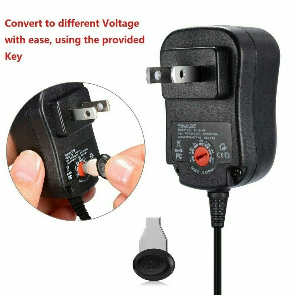 12W Universal Adjustable AC/DC Power Adapter 6V 9V 12V Power Supply Plug Charger