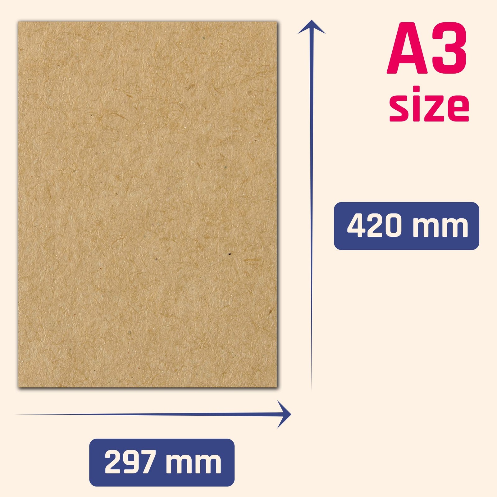 50 Sheets A3 200g Kraft Paper, Cardboard Paper Clayboard Brown Cardboard