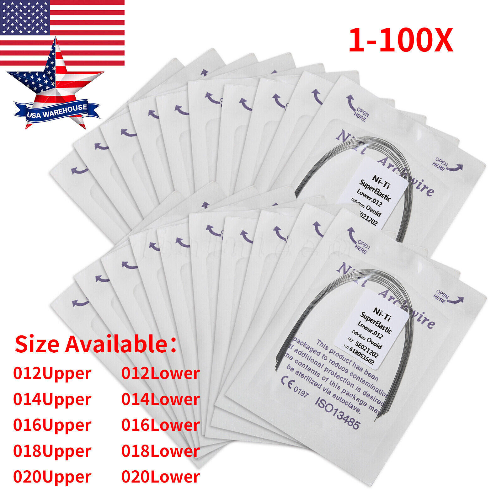 Dental Orthodontic Mini/Standard Bracket Braces / Elastic Niti Arch Wires Up/Low