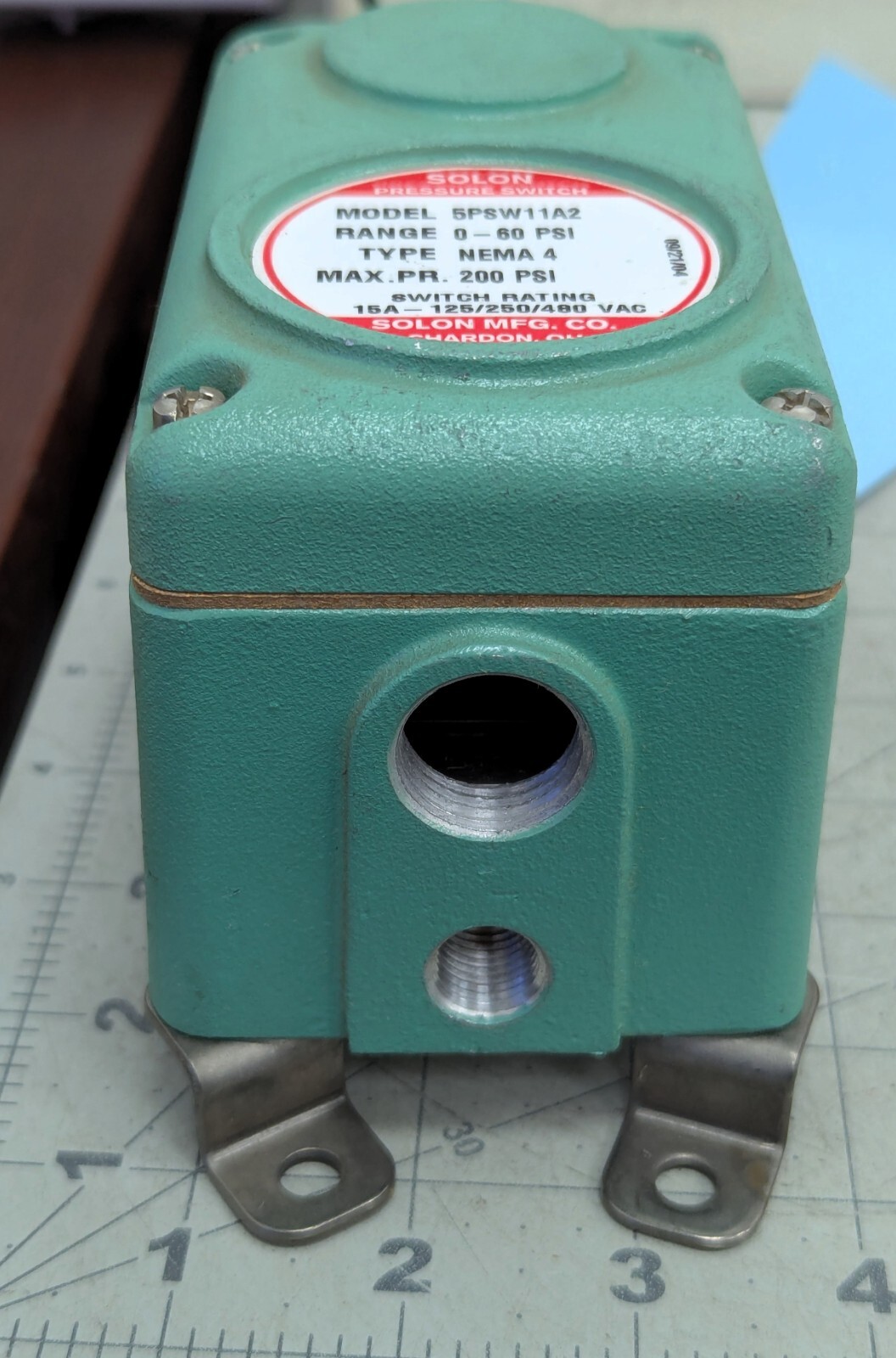 SOLON 5PSW11A2 PRESSURE SWITCH 0-60 PSI Nema 4 200PSI MAX 15A-125/250/480V C2S4